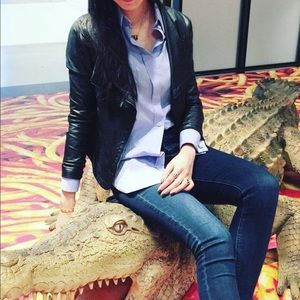 Erika cavallini blue collar dress shirt